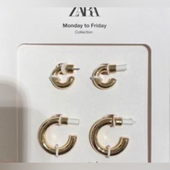 Zero Gold Tone Thick Open Hoop Earrings 
There are 2 pairs on this card NWT - Picture 1 of 3